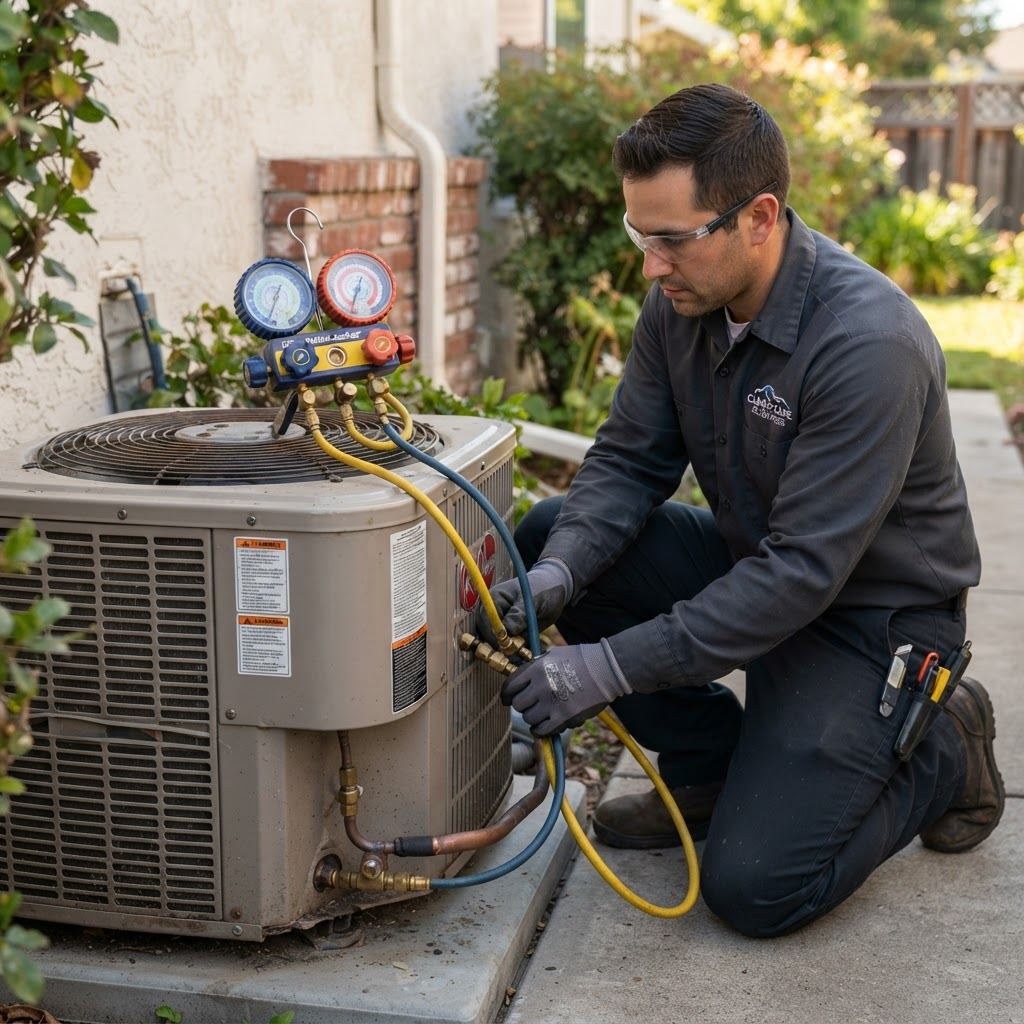 AC gas filling and refrigerant charging